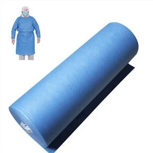45g SMS SSMMS SSMMMS Ffabrig Nonwoven Polypropylen ar gyfer Gynau Llawfeddygol Rhwystr